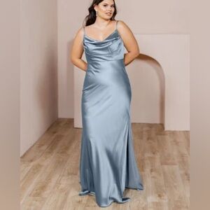 Revelry Skye Satin Bridesmaid Dress in French Blue Size 4 Petite Maxi